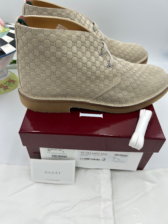 Men’s Gucci GG Suede Ankle Desert Boots.  Size 10   Made in Italy main image 12